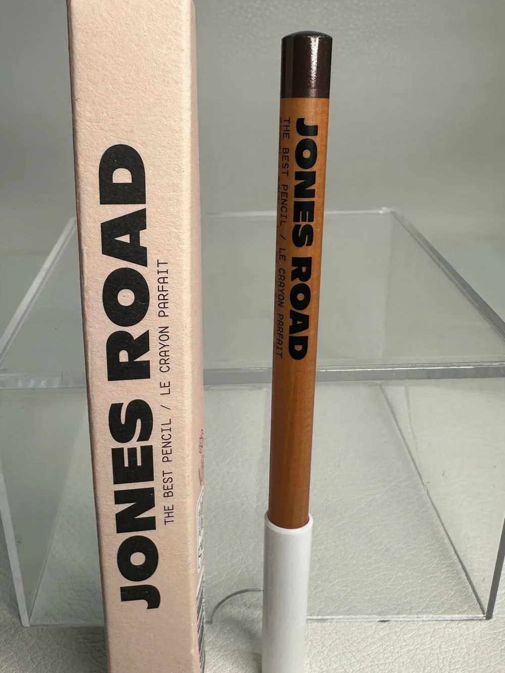 Jones Road Brown and White Pencil Case